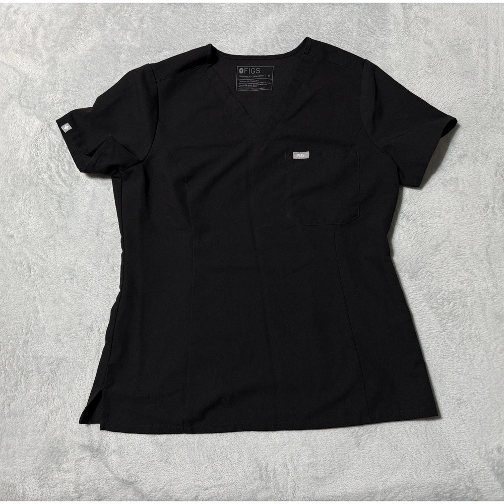 FIGS Catarina Womens Medium Pocket Scrub Top Technical Collection Black
